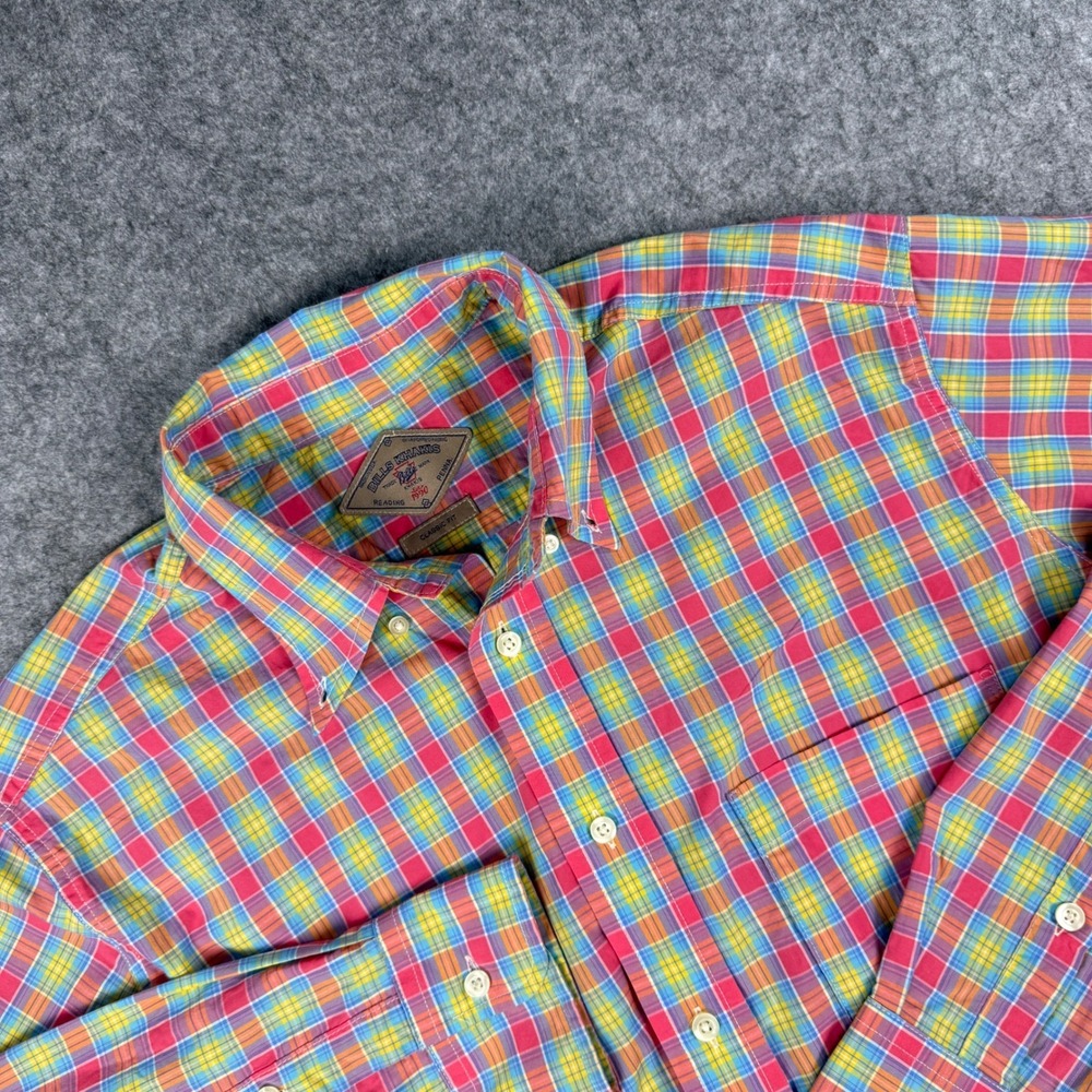 Bills Khakis Shirt Mens M Red Yellow Plaid Long Sleeve Button Down Made in USA